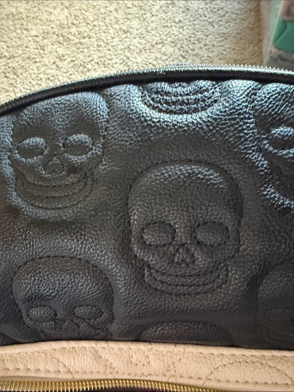 B70 Betsey Johnson Black & White Skull-Embossed Backpack with Bow